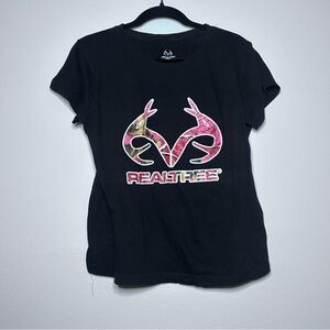 Realtree Black Tee with Pink Camo Logo